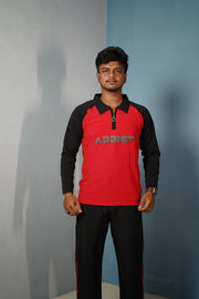 Men's Full Sleeve Polo T-Shirt ADDICT Printed-orange